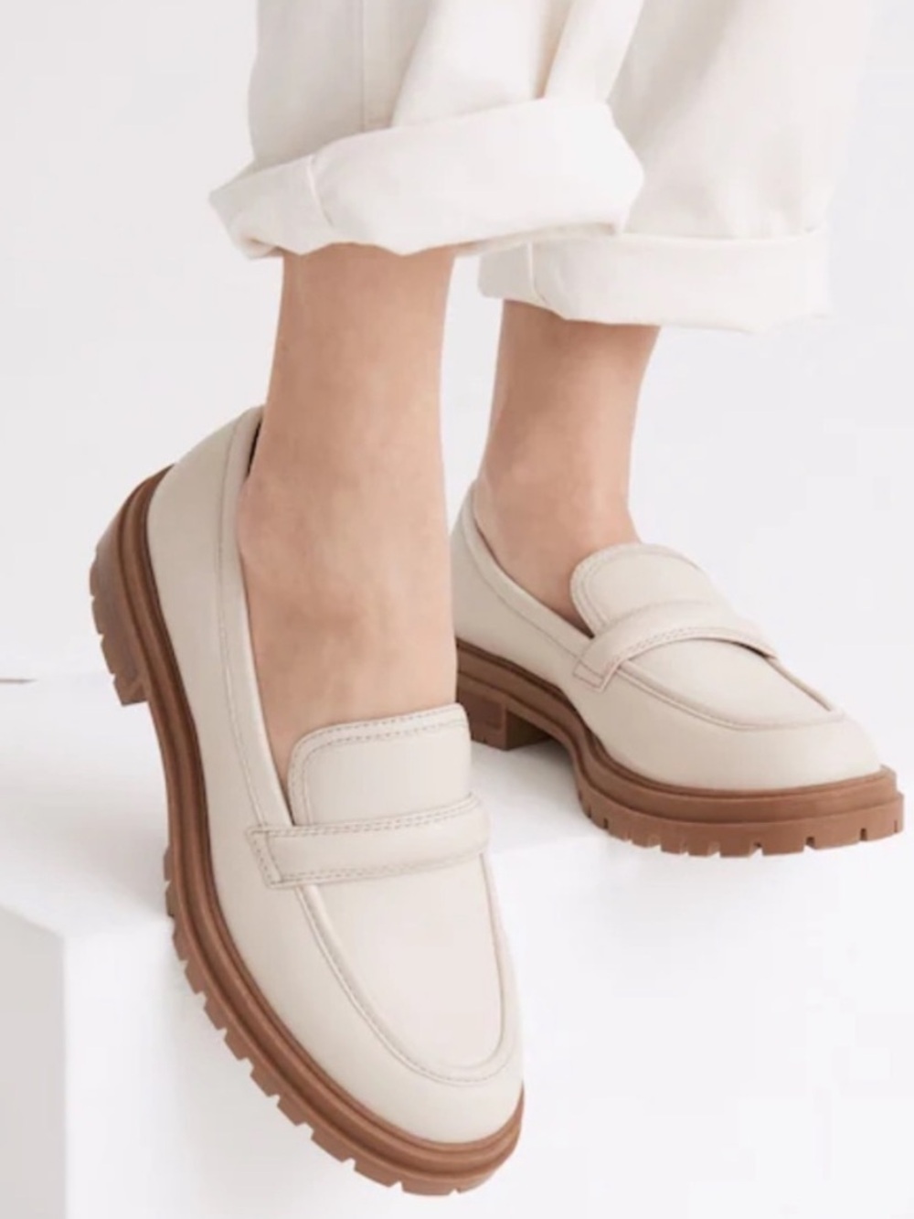 Madewell the Bradley Lugsole Leather Slip On Taupe Loafers